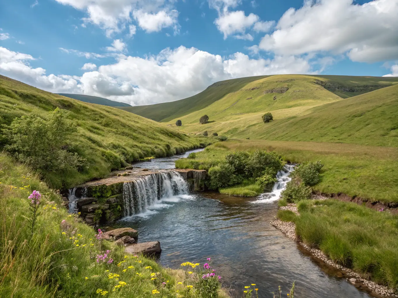 An expansive estate landscape plan featuring sweeping views, outdoor rooms, and naturalistic planting, set against the Welsh mountains, representing Estate Landscape Strategy.